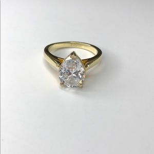 3Ct Simulated Diamond with 14K Gold Plated Ring